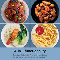 Ninja Crispi 4-in-1 Portable Glass Air Fryer Cooking System, 4QT & 6Cup Glass Containers with Storage Lids, Easy Meals, Microwave, Freezer & Dishwasher Safe, Air Fry, Bake, & More, Periwinkle, FN101PL