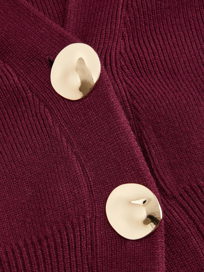 CIDER Cardigan Sweater for Women Knitted Long Sleeve V Neck Trendy Open Front Sweaters with Gold Buttons