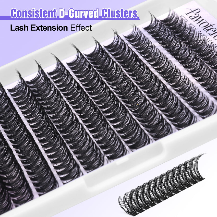 Pawotence Lash Extension Kit DIY 280pcs Lash Clusters Eyelash Extension Kit, 9-16mm 30D 40D Individual Lashes Kit with Lash Bond and Seal, Lash Tweezers for Self Use (30D&40D, 0.07D, 9-16mm, Kit)