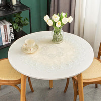 Lace Small Square Tablecloth Embroidered Farmhouse Table Cloth with Macrame Border Side Table Cover for Dresser Beside Table Nightstand Stone 24x24 inch