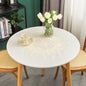 Lace Small Square Tablecloth Embroidered Farmhouse Table Cloth with Macrame Border Side Table Cover for Dresser Beside Table Nightstand Stone 24x24 inch