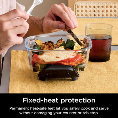 Ninja 6 Cup CleanCrisp Glass Container with Leak-Proof Storage lid, Compatible with Ninja Crispi® Portable Cooking System, Microwave, Freezer & Dishwasher Safe, PFAS & PTFE Free Glass, XSKSFN6CUP