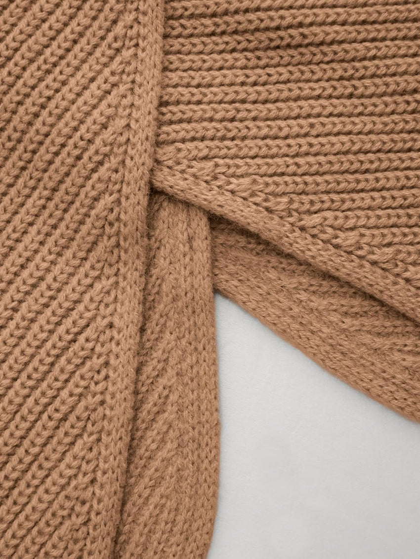 CIDER Cropped Sweaters for Women Turtleneck Sweater Long Sleeve Ribbed Knit Lantern Sleeve Pullover Fall Outfits