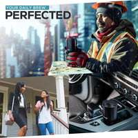 TITAN Heated Coffee Mug, 15 oz. 15 Hour Battery Life, Self-Heating, Battery Powered, Adjustable Temperature, LCD Screen, Portable Charger, Great for Coffee and Tea Lovers (Black)