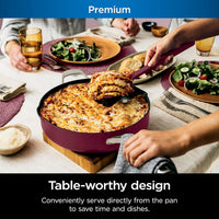 Ninja, Cookware, Steamer, Strainer Basket, Glass Lid and Spatula, Foodi NeverStick PossiblePan, Premium Set with 4-Quart Capacity Pan, Nonstick, Durable, Oven Safe Cookware, Cherry Tart, CW102RD