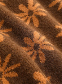 CIDER Cardigans for Women Trendy Mushroom Patchy V Neck Knit Button Down Conversational Pattern Oversized Cardigan