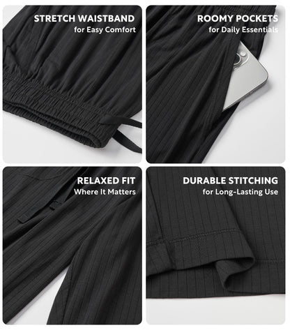 DAVID ARCHY Mens Pajama Pants Bamboo Rayon Lightweight Knit Sleep Bottoms, Soft Lounge Pants with Pockets PJs, 2 Pack