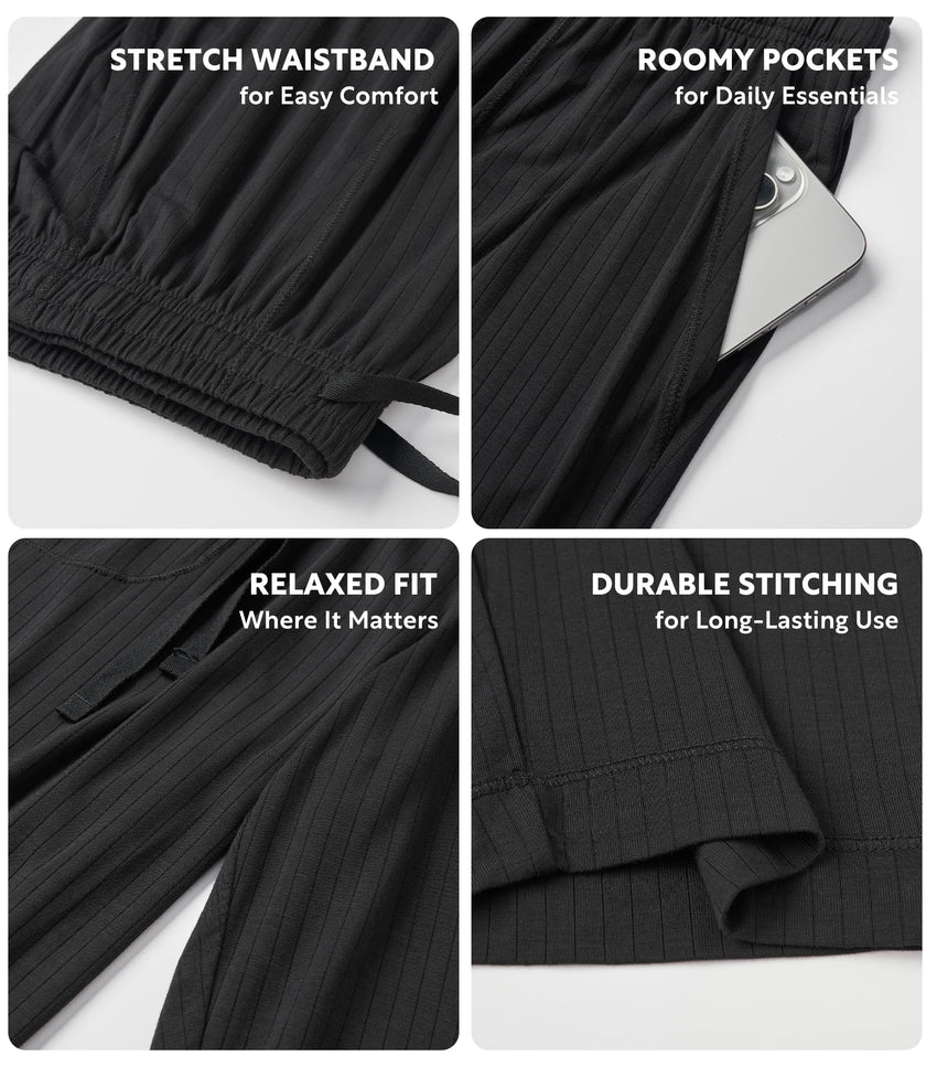 DAVID ARCHY Mens Pajama Pants Bamboo Rayon Lightweight Knit Sleep Bottoms, Soft Lounge Pants with Pockets PJs, 2 Pack