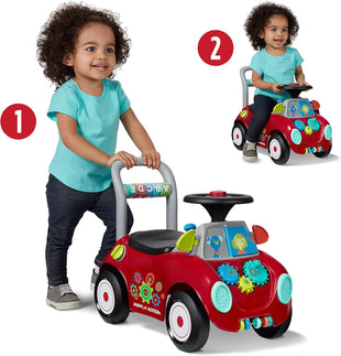 Toddler Car Ride On, Toddler Toys for Ages 1-3, Baby Toys, Radio Flyer Busy Buggy, Red, Sit to Stand Ride On