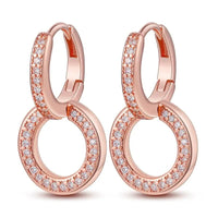 925 Silver Ear Jewelry Hollow Circle Shiny Zircon Inlaid Dangle Earrings Elegant Style Daily Casual Chain Wedding Ladies' Gifts - 7DAY'S