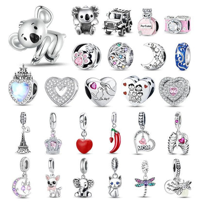 925 Silver Plated Elephant Moon Perfume Heart Firefly Beads Diy Bracelet Necklace Making Gift Of High Quality Fashion Jewelry - 7DAY'S