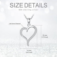 925 Sterling Silver Rhodium 1.1mm Cable Chain Lobster Clasp 0.05ct Diamond Open Love Heart Necklace 18 Inch Jewelry Gifts for Women - 7DAY'S