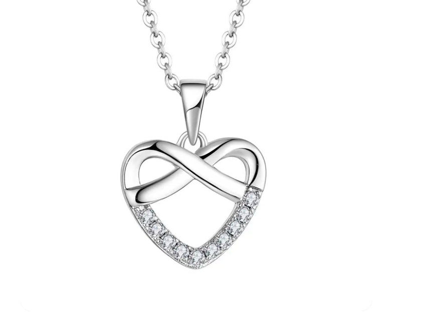 925 Sterling Silver Rhodium 1.1mm Cable Chain Lobster Clasp 0.05ct Diamond Open Love Heart Necklace 18 Inch Jewelry Gifts for Women - 7DAY'S