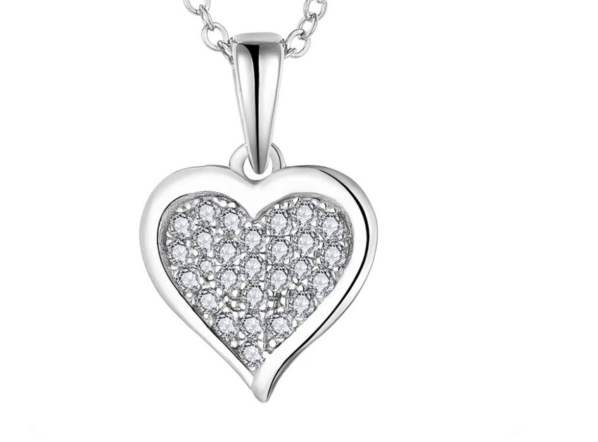 925 Sterling Silver Rhodium 1.1mm Cable Chain Lobster Clasp 0.05ct Diamond Open Love Heart Necklace 18 Inch Jewelry Gifts for Women - 7DAY'S