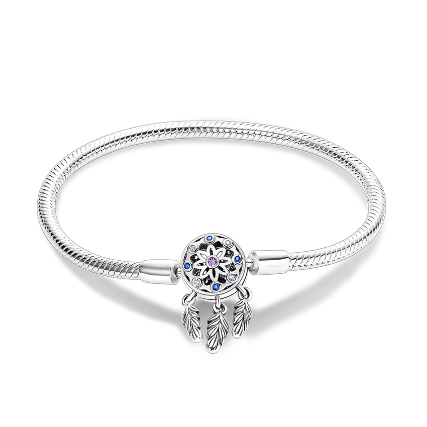 Silver Plated Stars Heart Shape Butterflies Clover Clasp Bracelet for Women Fit Original Charms Beads DIY Making Gift