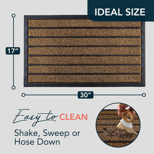 ubdyo Extra Durable Door Mat - Dirt Trapping Outdoor Welcome Mats - Non-Slip Outdoor Indoor Entrance - Low Profile Front Doormat (30" x 17", Bright Brown)