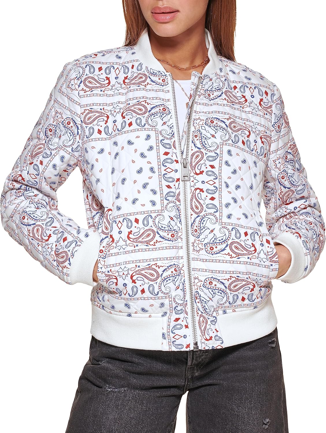 Levi's Women's Diamond Quilted Bomber Jacket With Front Pockets - Regular & Plus Sizes