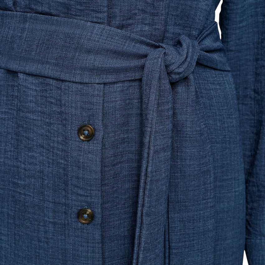 DKNY Womens Long Sleeve Collared Tie Midi Shirtdress