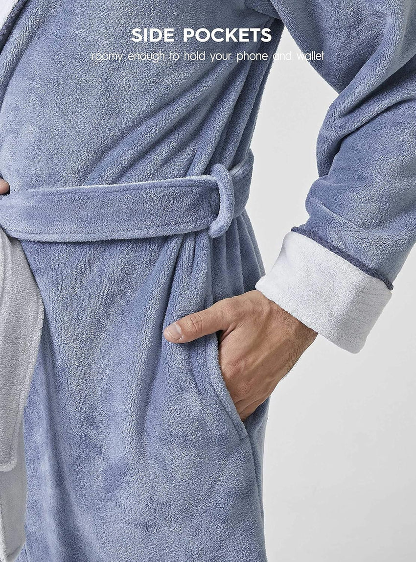 DAVID ARCHY Men's Soft Fleece Plush Robe Full Length Long Bathrobe