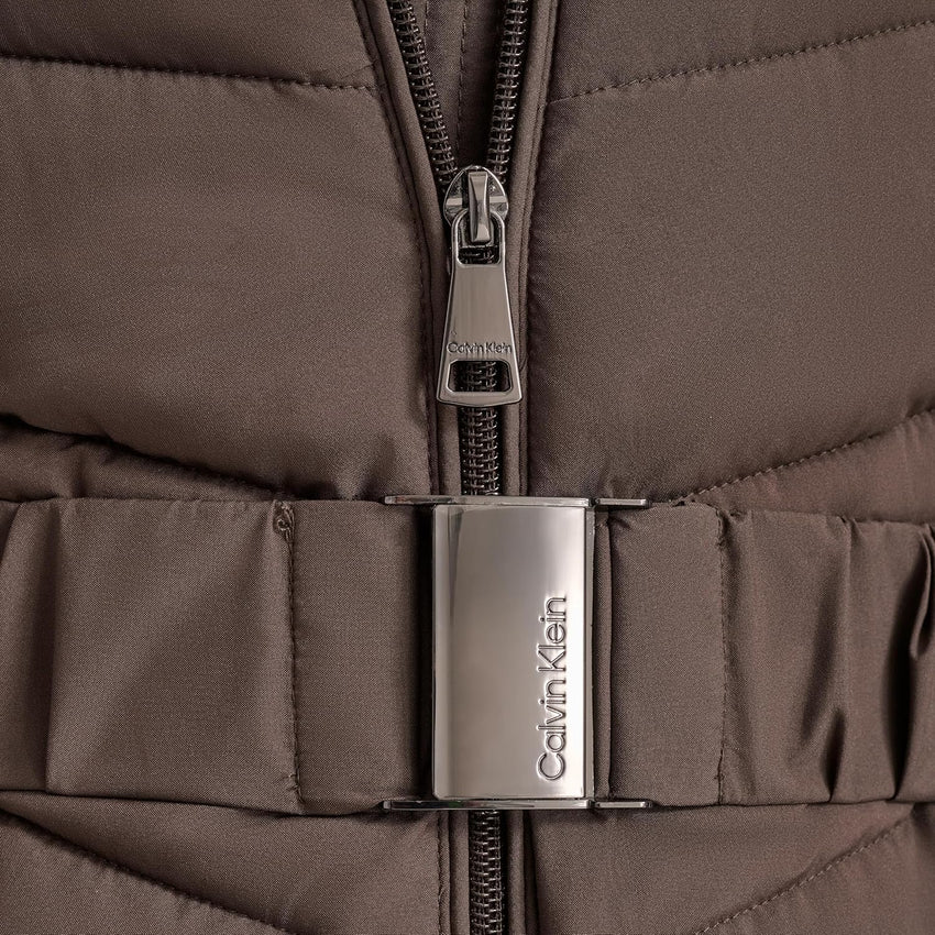 Calvin Klein womens Everyday Hooded Zip Front Puffer Long Sleeve Coat