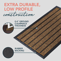 ubdyo Extra Durable Door Mat - Dirt Trapping Outdoor Welcome Mats - Non-Slip Outdoor Indoor Entrance - Low Profile Front Doormat (30" x 17", Bright Brown)