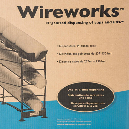 San Jamar Wireworks Cup and Lid Dispenser Fits 8 - 44 Oz. Cups, 3 Tiers with Suction Cup Feet for Restaurants, Fast Food, And Kitchens, Plastic, 8.25 X 20.5 X 22.5 Inches, Black
