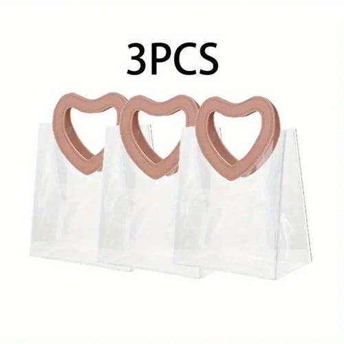 3 heart-shaped handle gift bags, reusable tote bags, party, romantic design, wedding, Valentine's gift bags, Christmas.