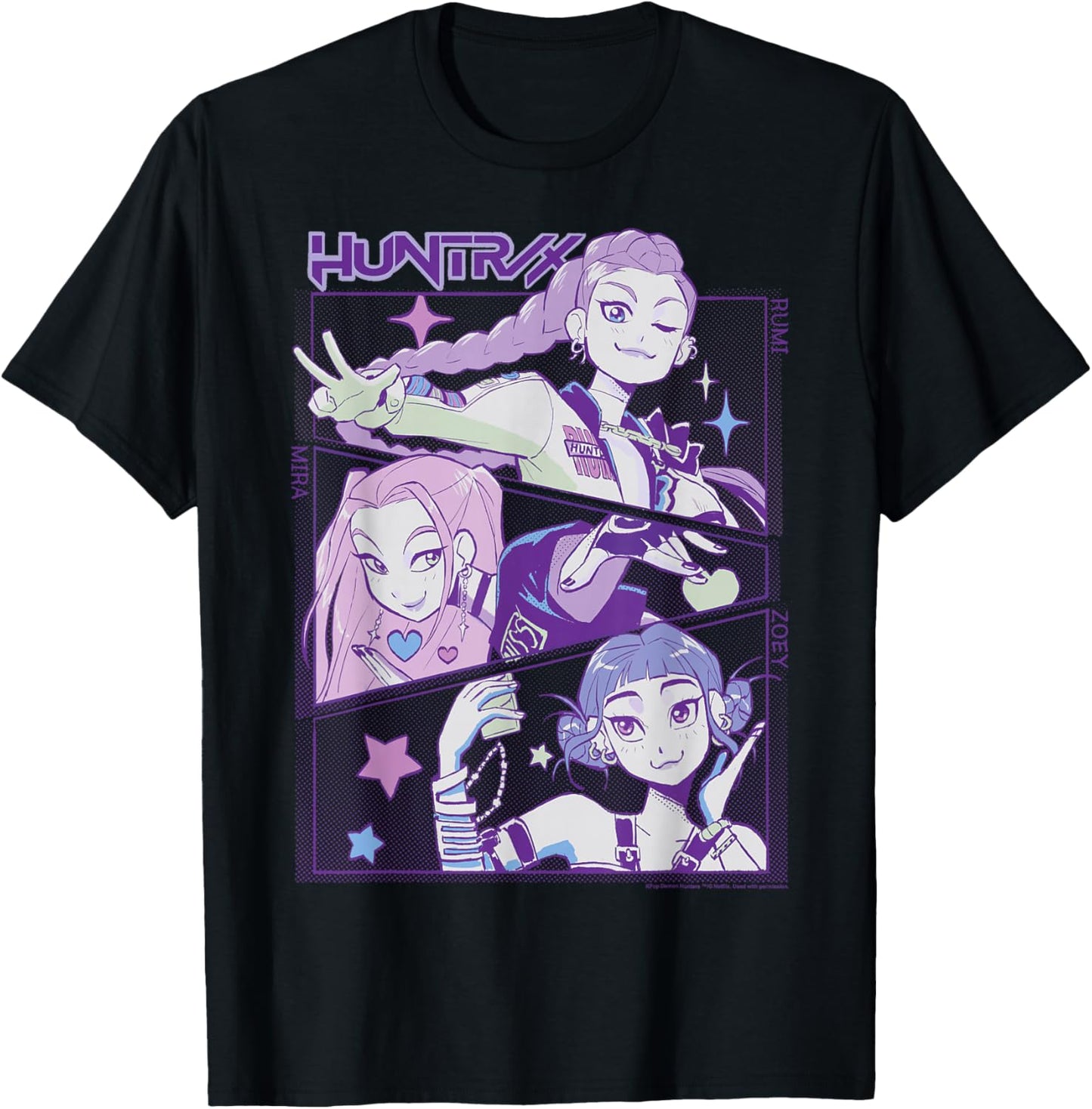 Halloween Huntrix Cute Animated Panels T-Shirt
