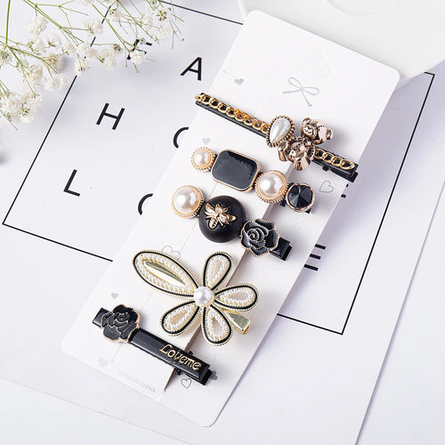 1Set Handmade Pearls Hair Clips Pin for Women Fashion Geometric Flower Barrettes Headwear Girls Sweet Hairpins Hair Accessories