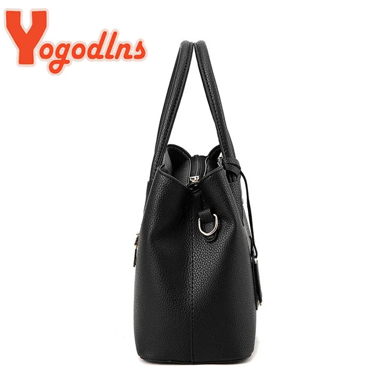 Yogodlns Women PU Tote Bag - Zipper Closure, Versatile Shoulder Handbag for Everyday Use