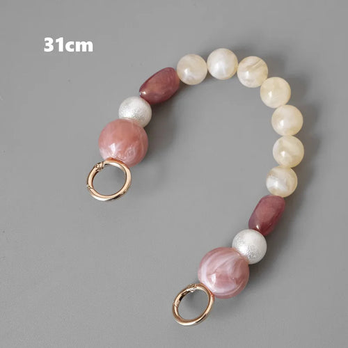 New Fashion Woman Handbag Accessory Chain Detachable Replacement White Beige Grey Bead Strap Women Shoulder DIY Resin Bag Chain
