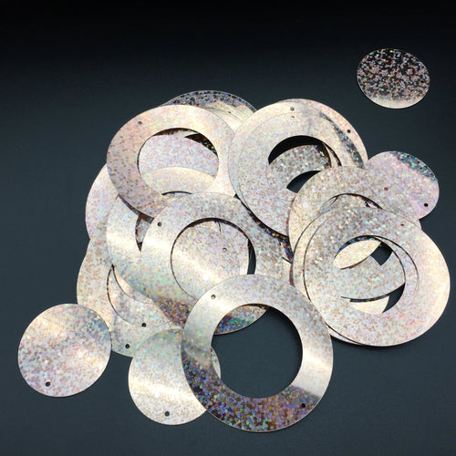 50g Laser Champagne Large Round 50mm Circle Sequins PVC Flat Hologram For Crafts Wedding Decoration 2pcs Set