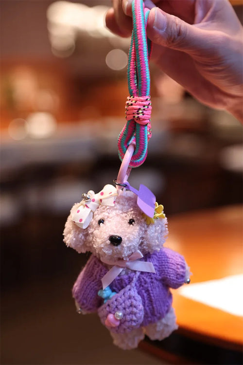 Original handmade cute puppy bag charm mobile phone rope colour rope plush doll tide play dolls