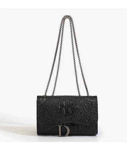 Women Sequined Chain Crossbody Bag With PU Leather - Chain Strap
