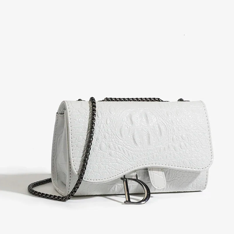 Women Sequined Chain Crossbody Bag With PU Leather - Chain Strap