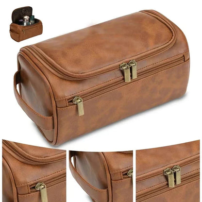 PU Leather Toiletry Bag For Men And Women Dopp Kit Hanging Travel Case Large Cosmetic Bag