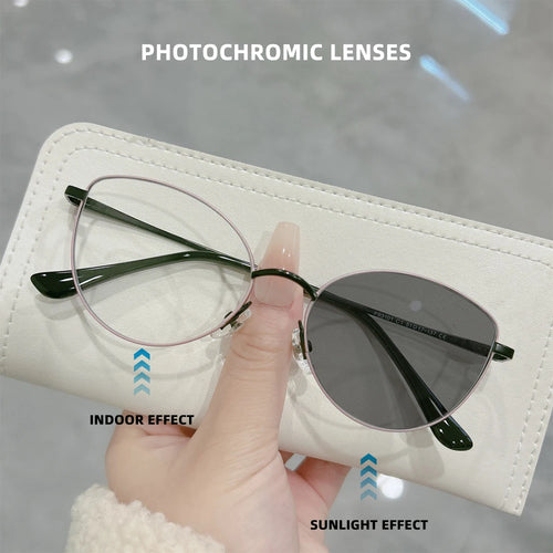 Fashion Anti Blue Light Reading Glasses Women High Quality Cat Eye Computer Eyepieces for Myopia Chameleon Glasses with Diopters