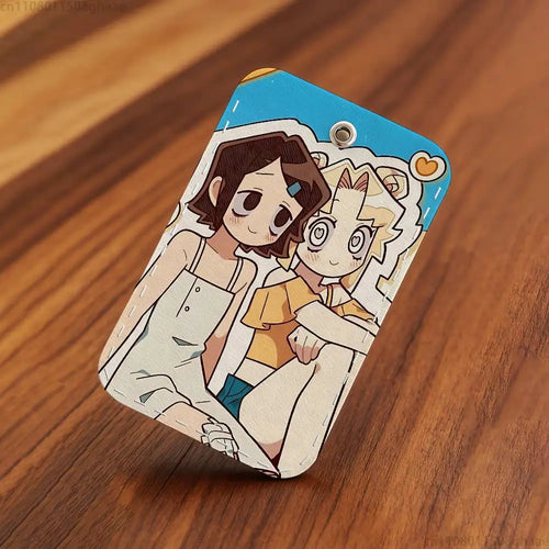 I Love Amy  AMY x BIBI Anime Rectangle Card Case Keychain Access Card Bag Key Tag Ring Leather Card Holder Key Ring Access