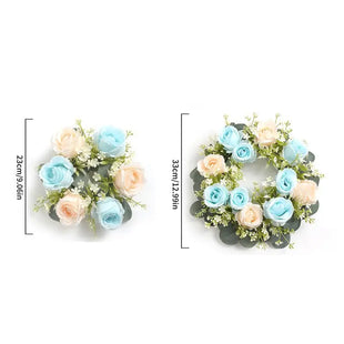 23/33cm Rose Artificial Flowers Wreath Silk Fake Flower With Eucalyptus Leaves for Home Wedding Decoration DIY Gifts Accessories