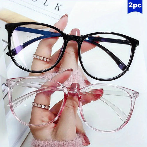 2/3PCS Blue Light Blocking Glasses - Fashion Oversized Frame Glasses Round  Eyeglasses,  Computer Gaming Glasses for Women/Men