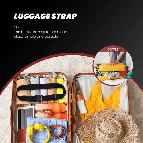 ABQR Luggage Belt Strap Belt Cord Rope Black for Suitcase Travel Bag 2M