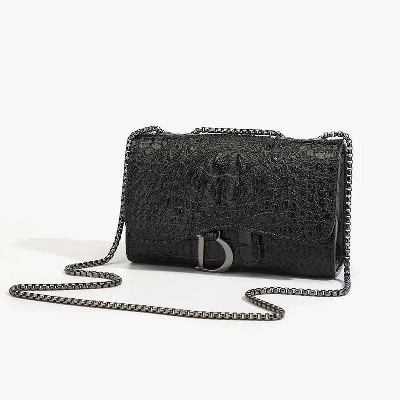 Women Sequined Chain Crossbody Bag With PU Leather - Chain Strap