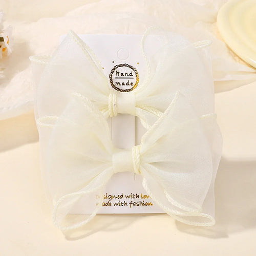 BABY BOWS 2Pcs/lot 4.3inch Big Bows Double Layer Yarn Hair Clips Kids Hair Bangs Accessories Girls Fashion Dress Up Headdress