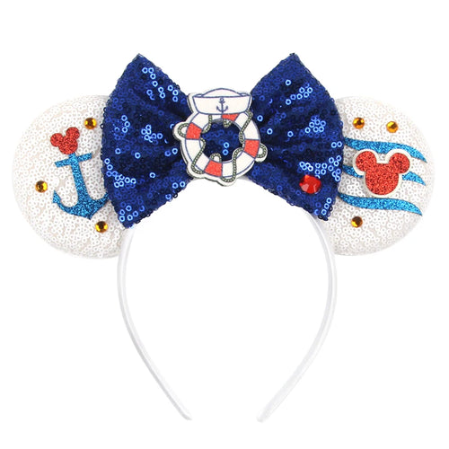 2025 New Style Mickey Minnie Ear Headband Sequin Bows Girl Adult Kids Halloween Party Cosplay Hair Accessories Princess Hairband