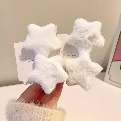 1/12pcs Plush Star Y2K Star Mini Star Hairpin Sweet Child Handmade Cute BB Pins Hairpin Headwear Hair Accessories Women Girls