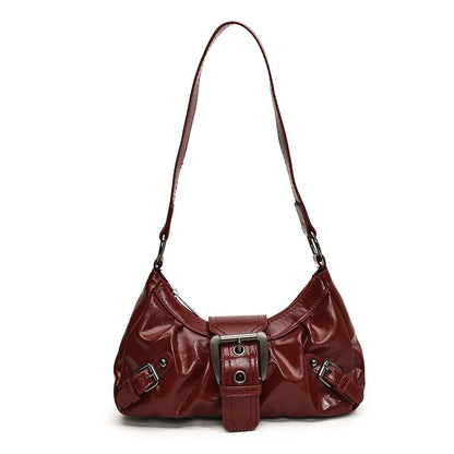 Dawndesslo Y2K Retro Pleated Hobo Shoulder Bag - Saddle-Style PU Leather for Travel and Everyday Use