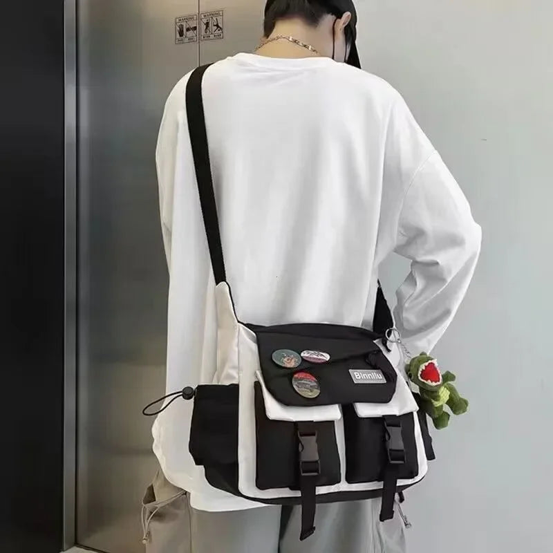 YIYUEQIANLI Harajuku Nylon Crossbody Bag For Men And Women - Durable Everyday Messenger Bag