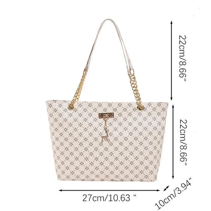 None Presbyopia Handbag Soft Leather Large Capacity Tote For Women With Hanging Accessories Shoulder Bag
