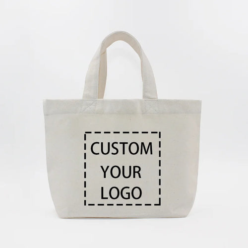 LOGO Customized White Canvas Handbags Various Size Personalize Large Capacity Shoulder Bag Eco-Friendly Cotton Shopping Bag