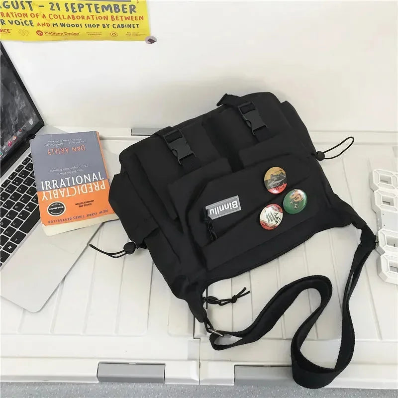 YIYUEQIANLI Harajuku Nylon Crossbody Bag For Men And Women - Durable Everyday Messenger Bag